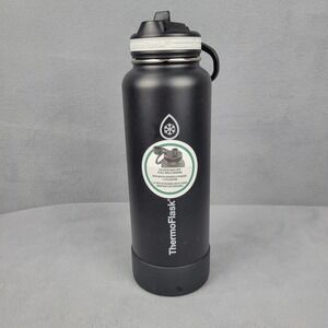 ThermoFlask Insulated Stainless Steel Water Bottle Black BPA-Free Hinge Lock Lid